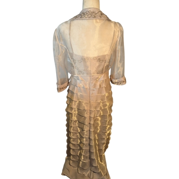 Alex Evenings Layered Tiered Beaded Long Gown with Matching Sheer Jacket Sz 8P - Picture 4 of 11